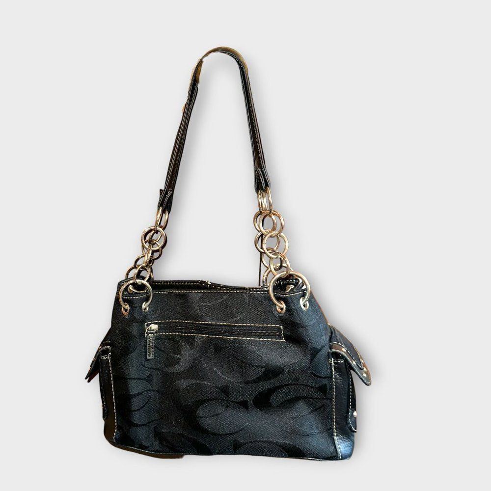 Zebra Striped Block Pattern Shoulder Bag Black an… - image 3